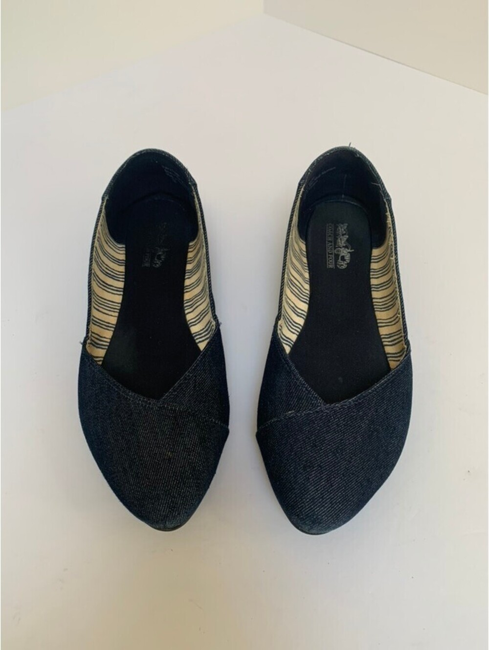 Coach and Four Vintage Denim Flats Loafers Slip Ons Shoes Size 7.5